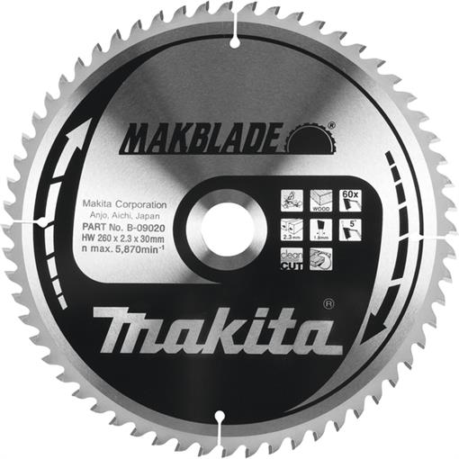 TCT MAKblade žagin list 260x30mm 60.zob - B-09020