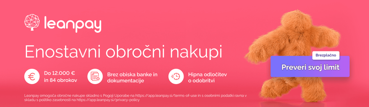 Več o nakupu na obroke z varnim spletnim plačilom Leanpay.